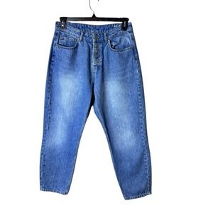 Noisy May Barrel Fit Jeans Womens Size 28 Denim Button Fly Festival Edgy